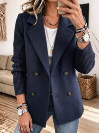 Knit-Sleeve Double-Breasted Blazer – Susan & Anne