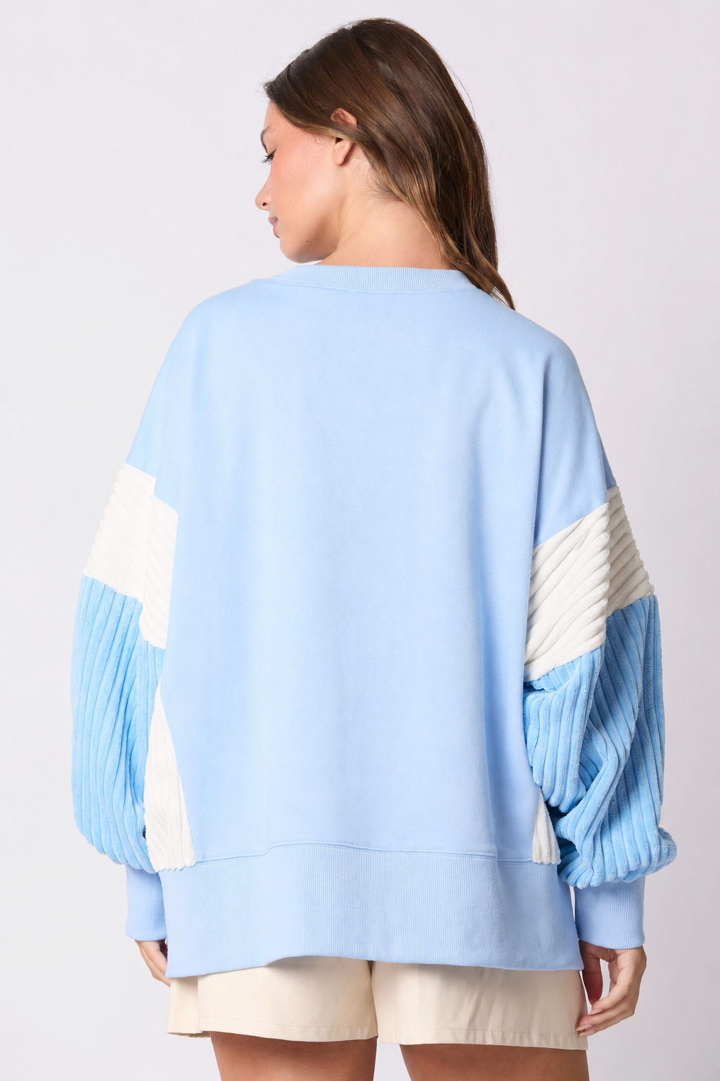 Detail of the sequin toy soldier crew neck sweatshirt