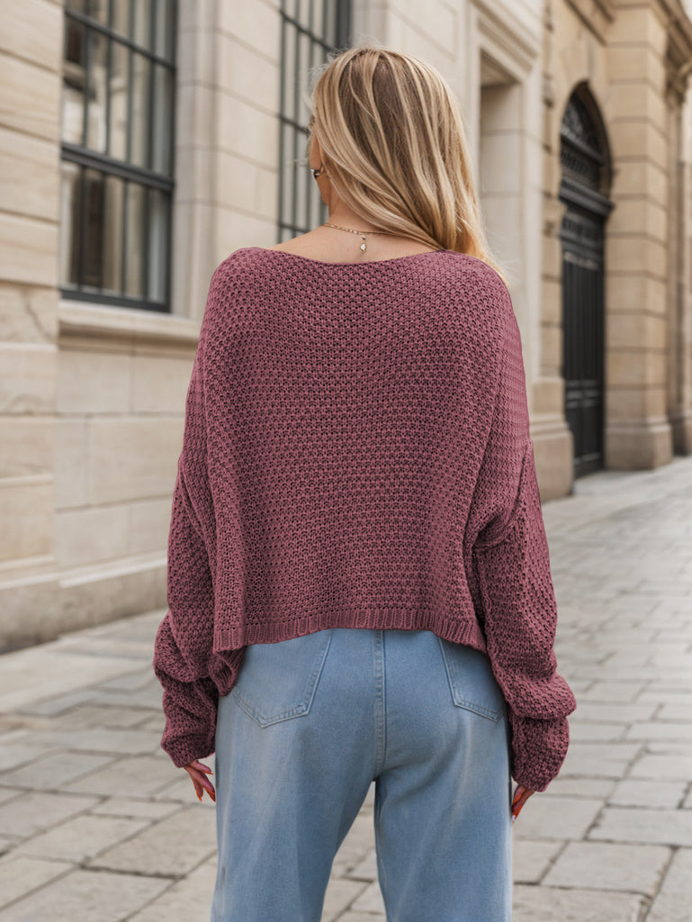 Dropped Shoulder Long Sleeve Sweater