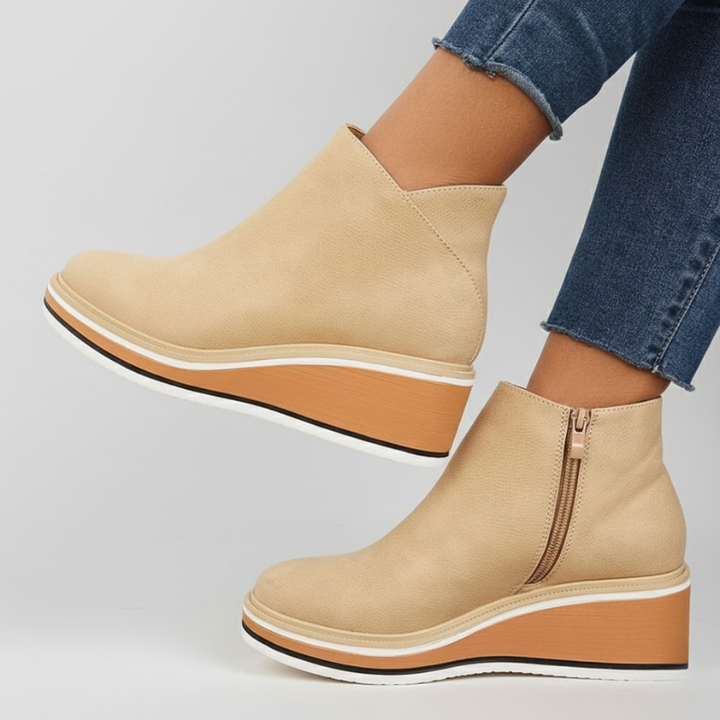 Lorelei - Orthopedic Leather Wedge Boots
