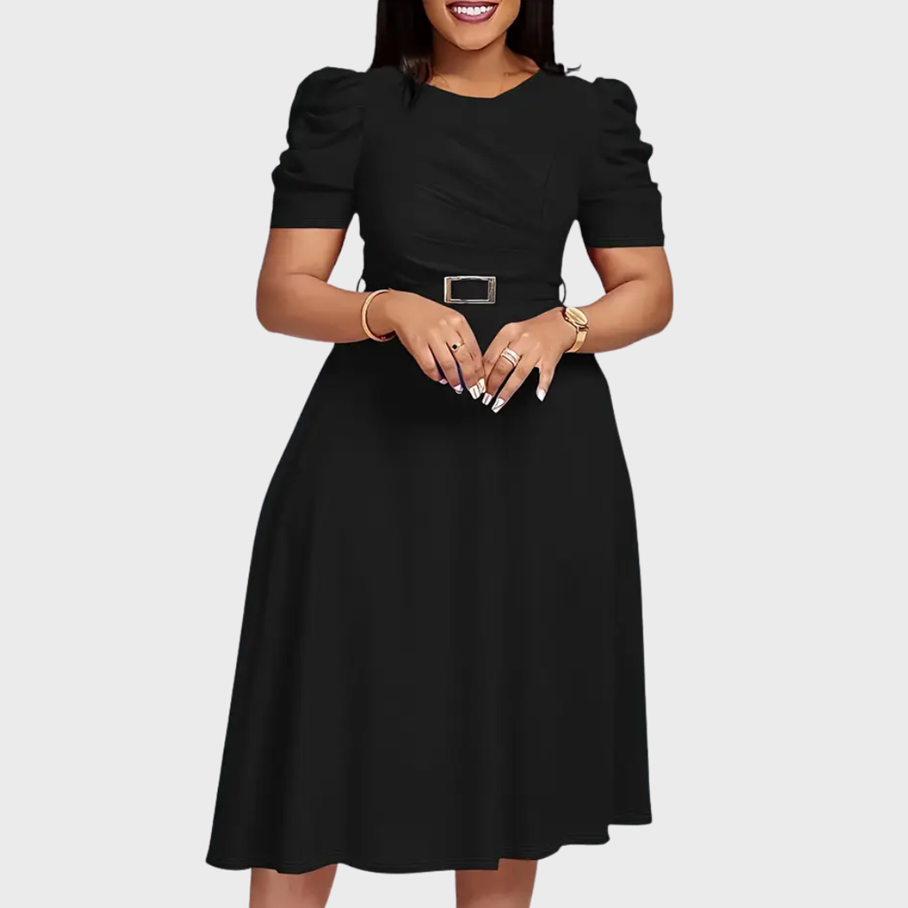 Back view of the harriet bloom soft-touch ruched midi dress