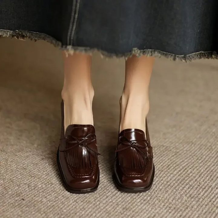 Vivienne - Tassel Loafer Pumps Block Heel Round Toe Heels