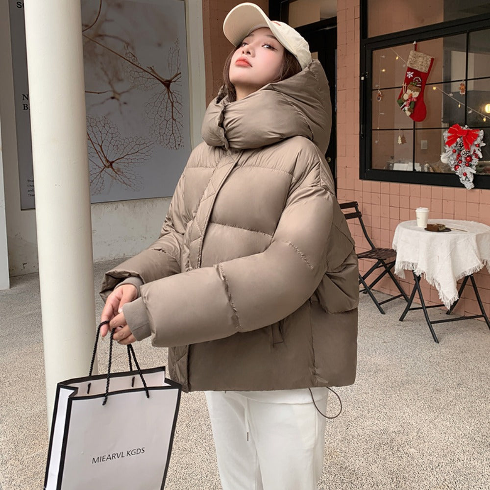 Back view of the rina hooded puffer jacket