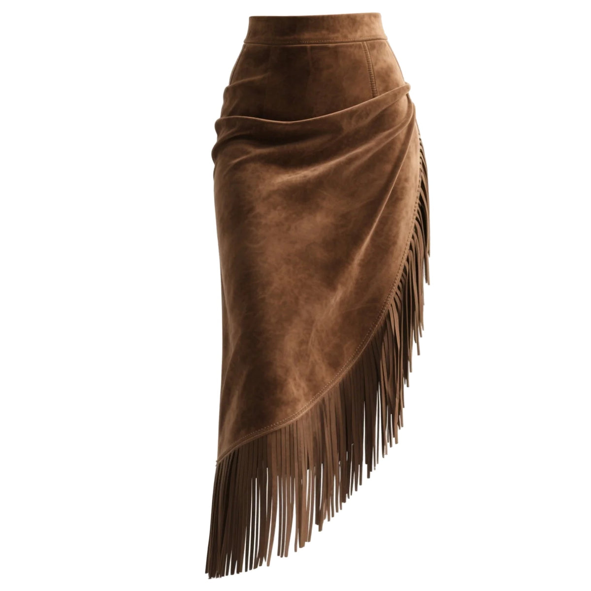 Detail of the western fringed suede skirt