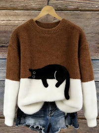 Bonnie | Cat Print Oversized Sweater