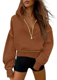 Women's Half Zip Cropped Hoodie