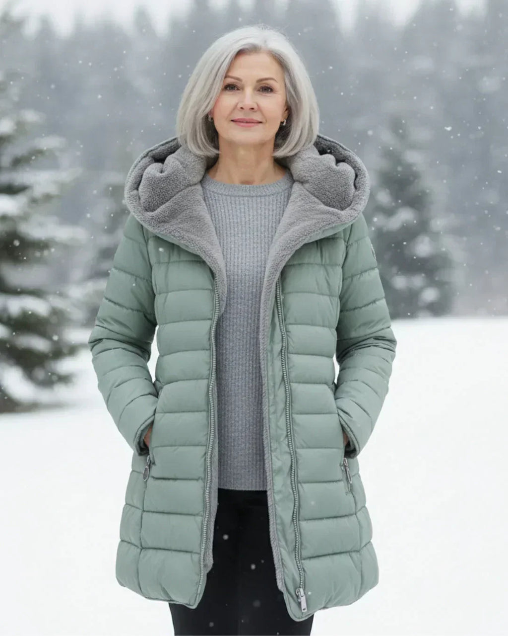Detail of the georgina padded winter jacket