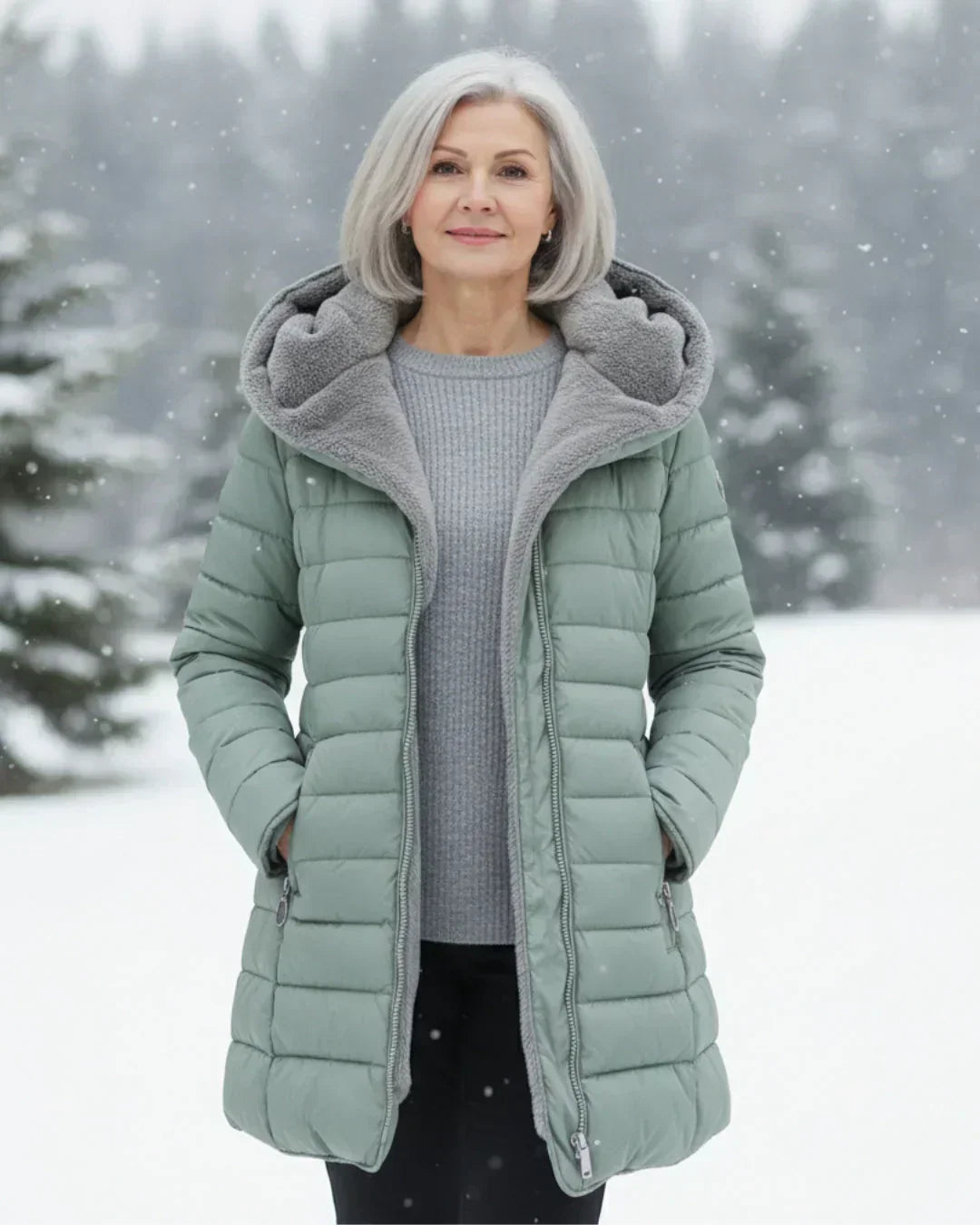 Detail of the georgina padded winter jacket