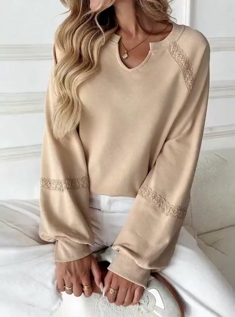 Women's Casual Loose Lace Patchwork Sweatshirt