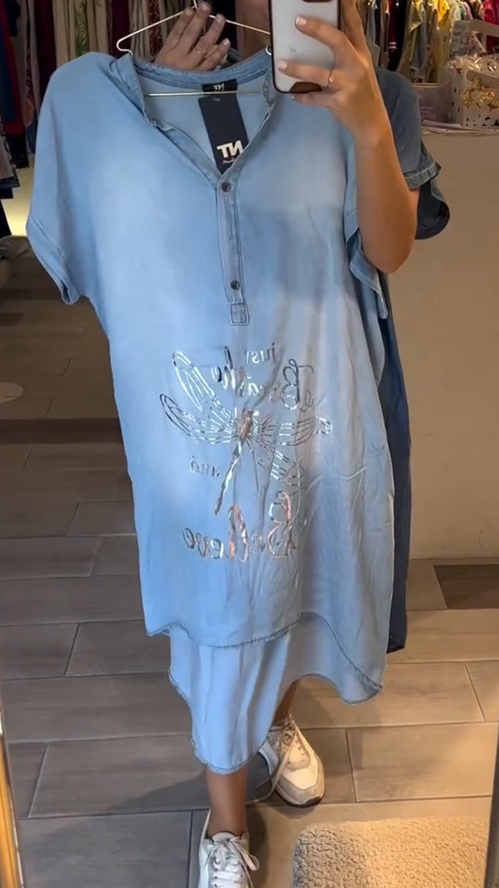 Amandine - Buttoned Denim Dress
