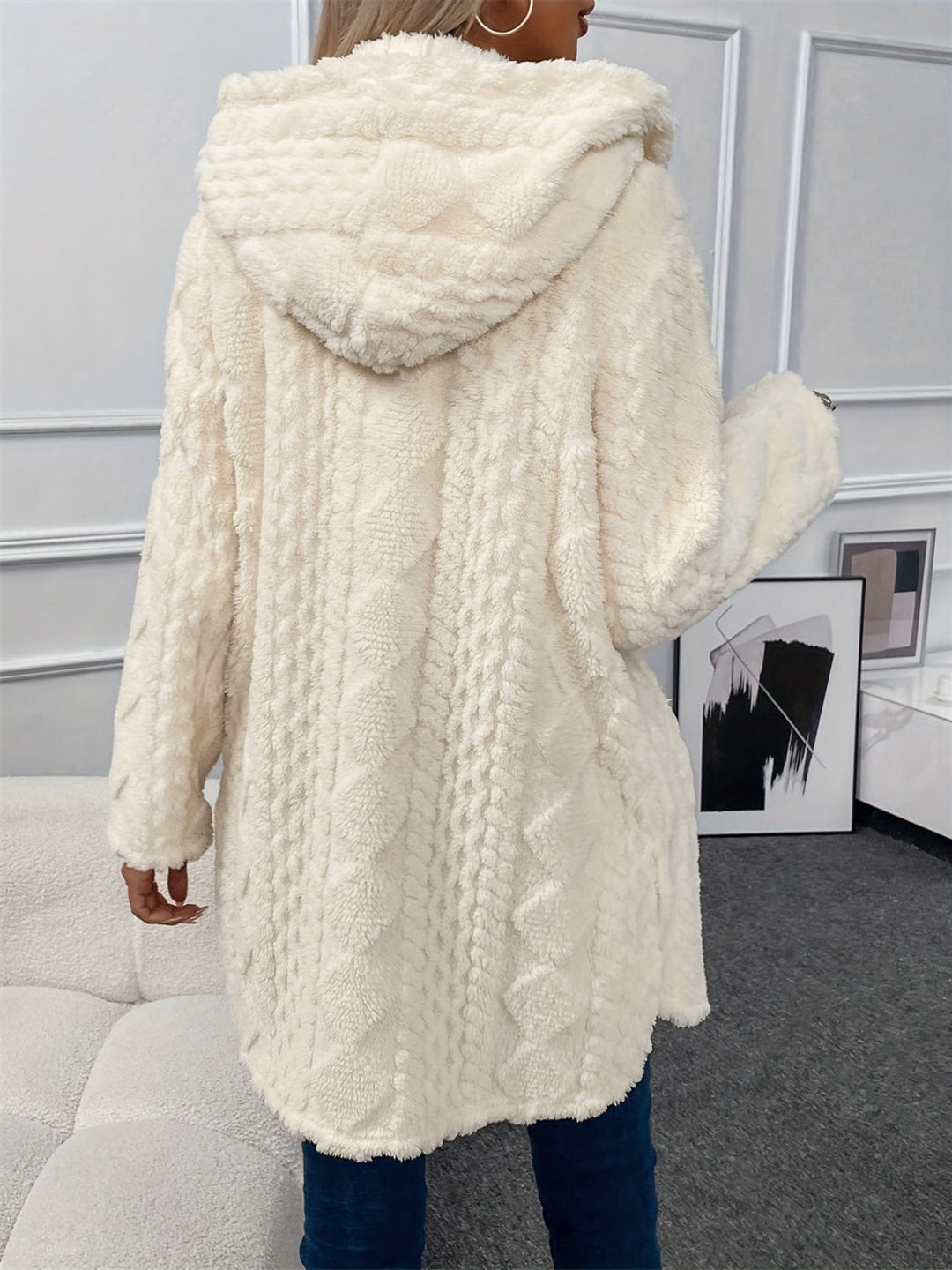 Ruth | Fuzzy Button Down Hooded Coat