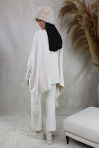 Soft-Knit Tassel Poncho