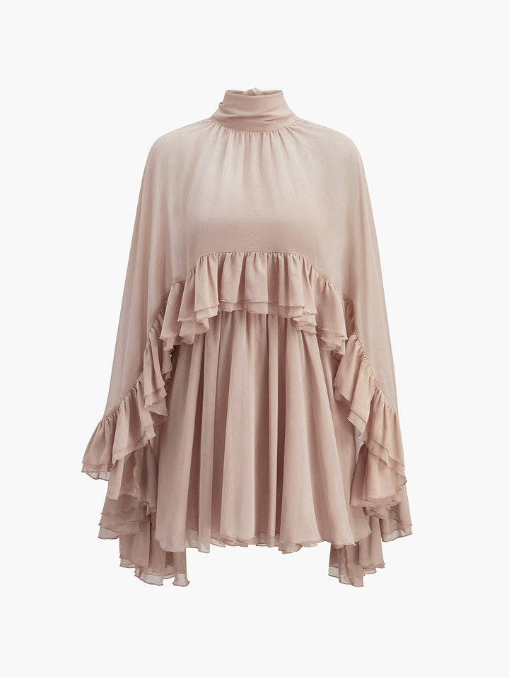 Kim - Chiffon Cape Dress