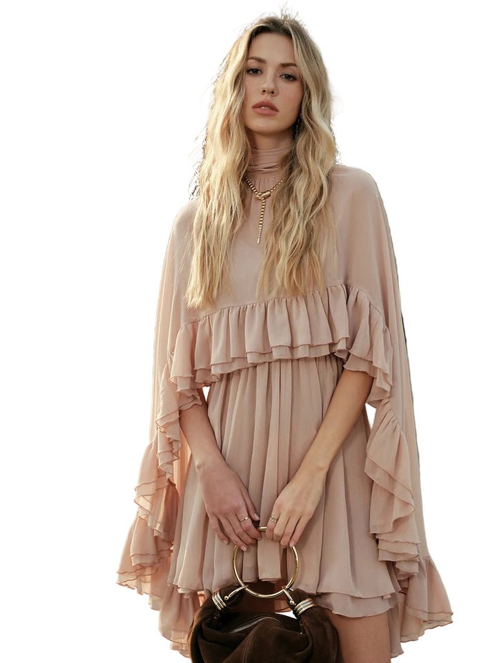 Kim - Chiffon Cape Dress