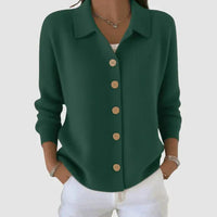 Front view of the alexandra button-up knit cardigan