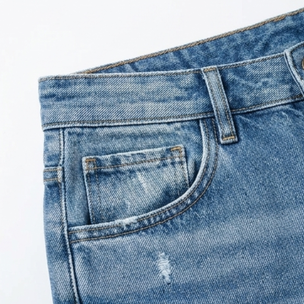 Vivara - Retro Fringed Cropped Straight Leg Jeans