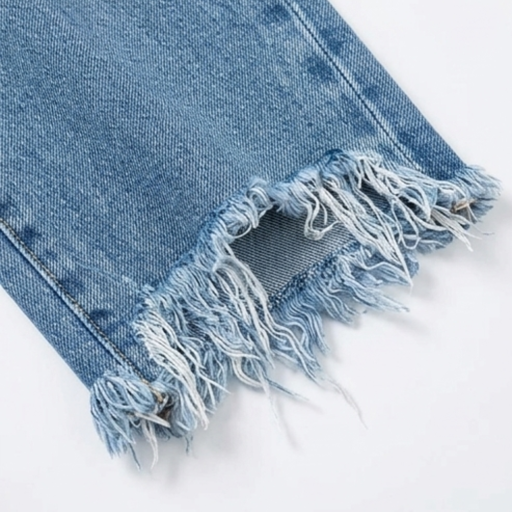 Vivara - Retro Fringed Cropped Straight Leg Jeans