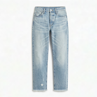 Women's Retro Fringed Cropped Straight Leg Jeans