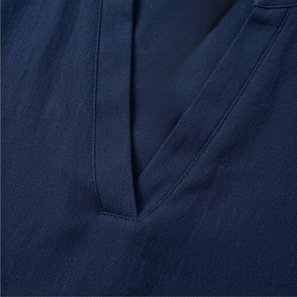 Wovena - Breezy V Neck Blouse with Curved Hem