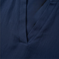 Breezy V Neck Blouse with Curved Hem