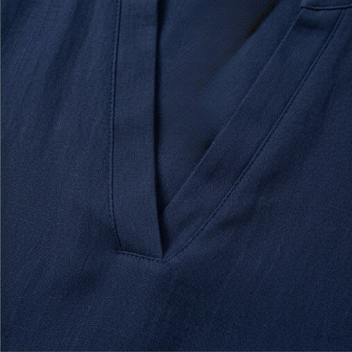 Wovena - Breezy V Neck Blouse with Curved Hem