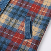 Women’s Contrast Denim Plaid Hooded Jacket - Susan & Anne