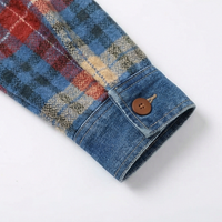 Women’s Contrast Denim Plaid Hooded Jacket - Susan & Anne