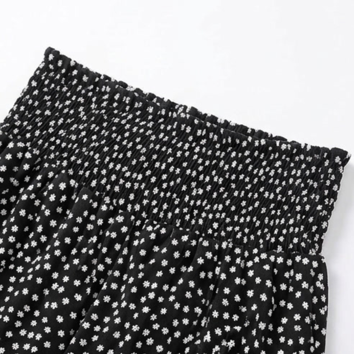 Velura - Smocked Wide-Leg Ruffle Pants