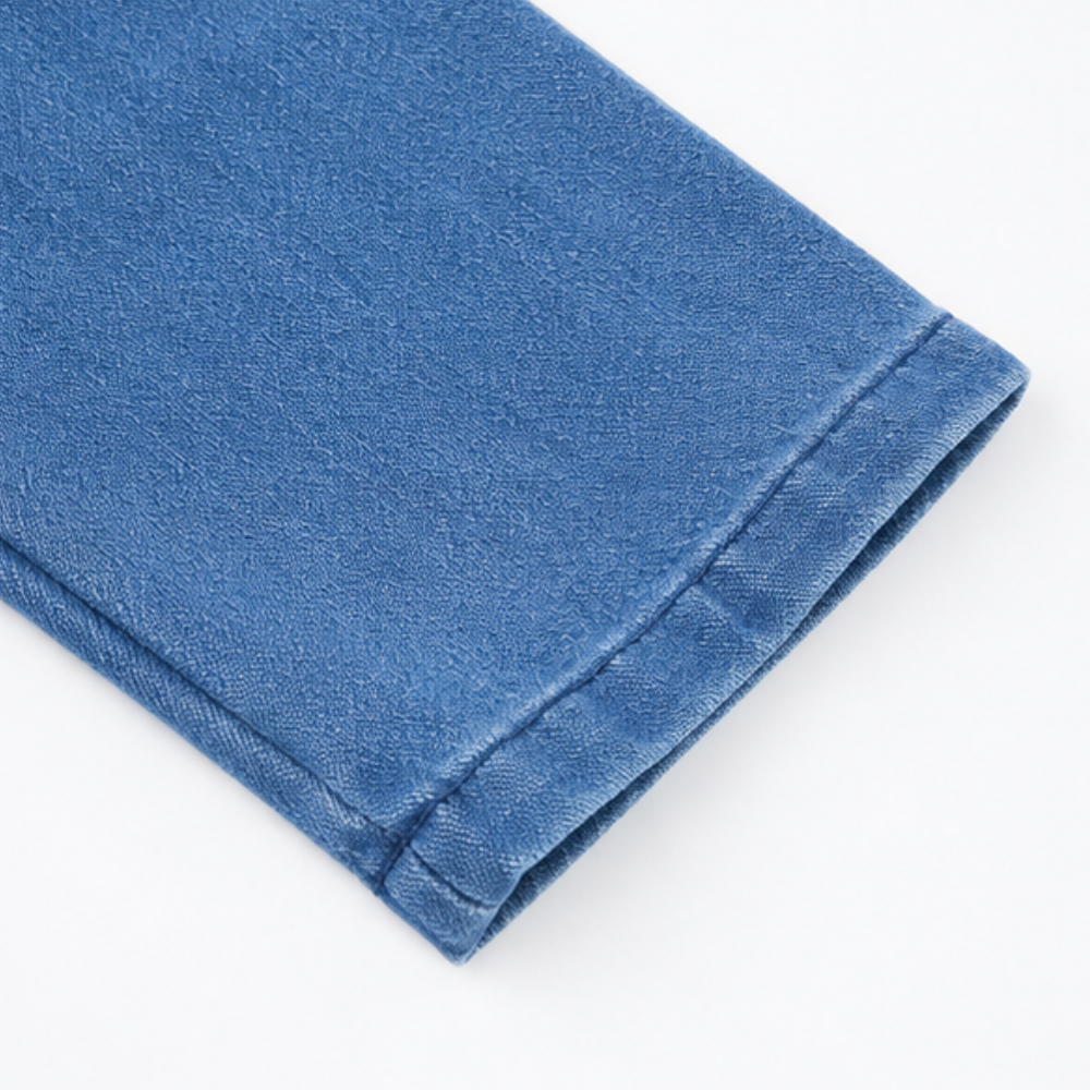 Collarless Soft-Denim-Look Button-Down Cardigan - Susan & Anne
