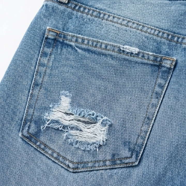 Vivara - Retro Fringed Cropped Straight Leg Jeans