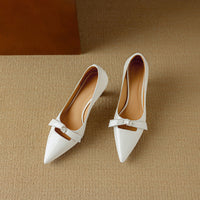 Bow Detail Pumps Pointed Toe Kitten Heel Shoes