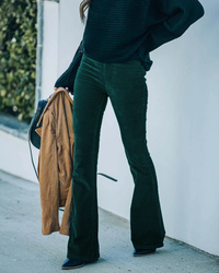 Effortless Corduroy Flare Jeans for Women with High Waisted Bootcut Stretch Casual Style - Susan & Anne