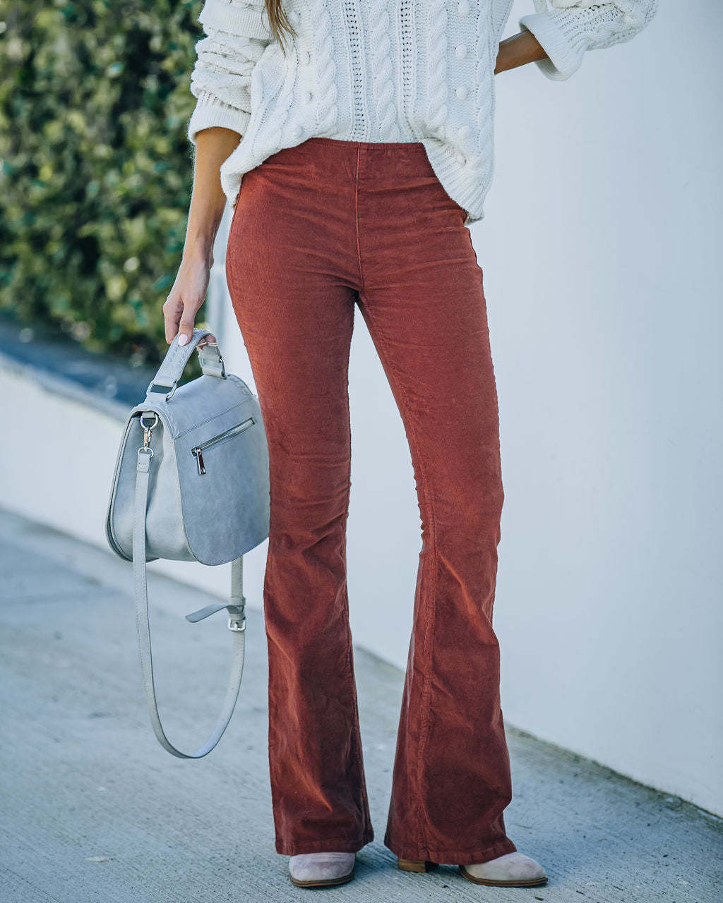 Effortless Corduroy Flare Jeans for Women with High Waisted Bootcut Stretch Casual Style - Susan & Anne