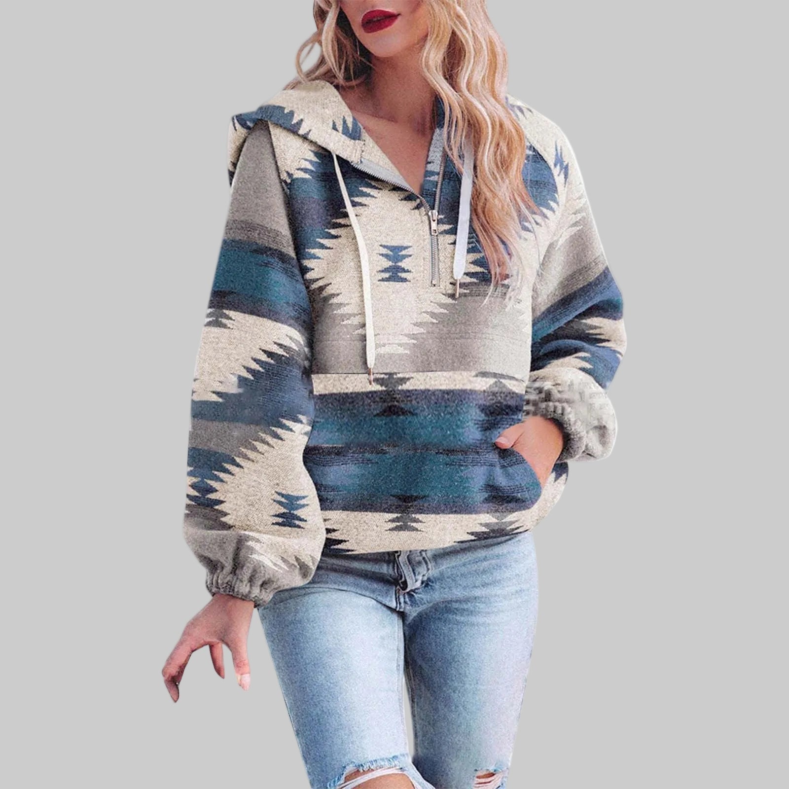 Comfy Oversized Zip Up Long Sleeve Hoodie Sweatshirt