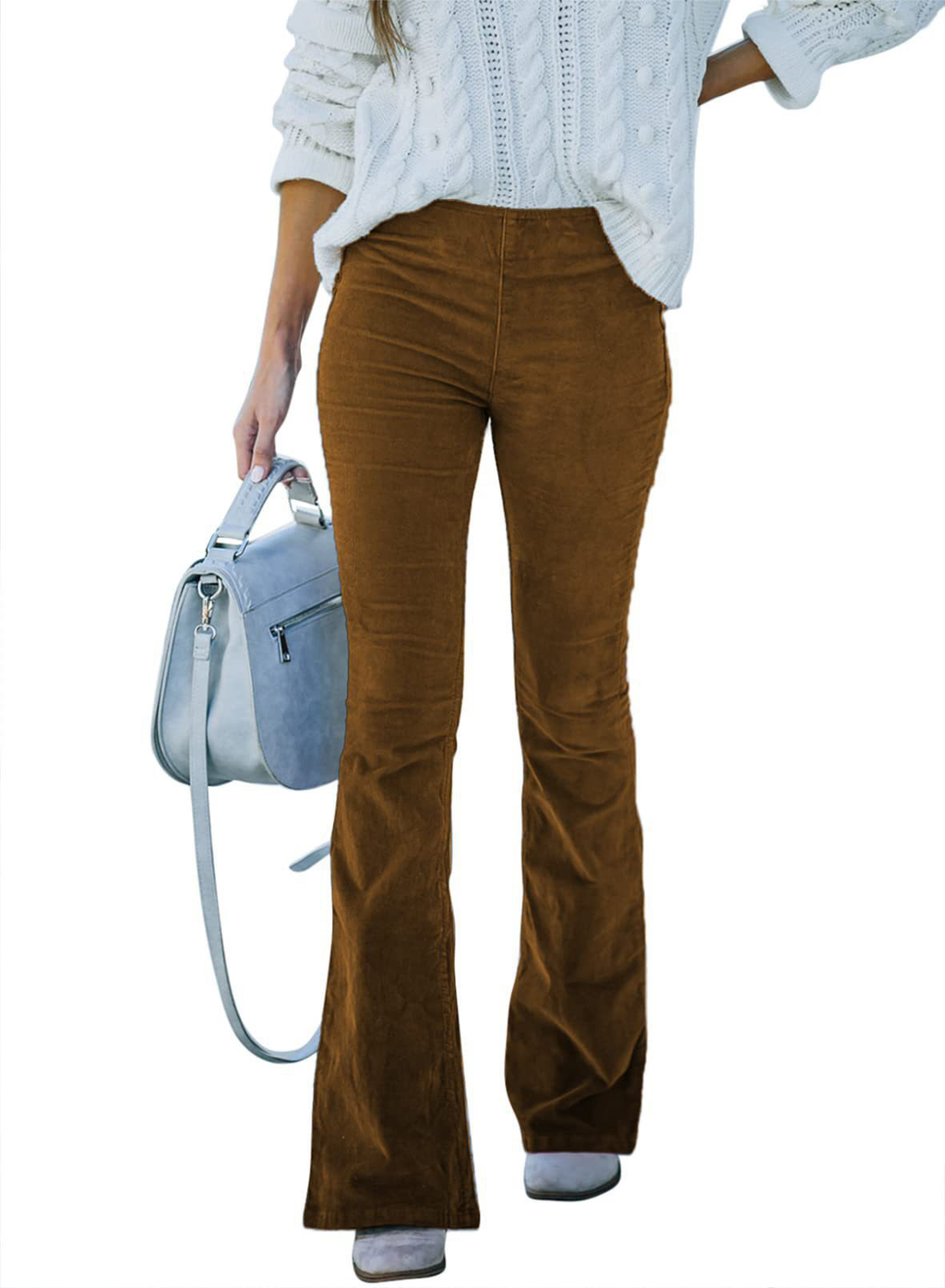 Effortless Corduroy Flare Jeans for Women with High Waisted Bootcut Stretch Casual Style - Susan & Anne