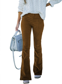 Effortless Corduroy Flare Jeans for Women with High Waisted Bootcut Stretch Casual Style - Susan & Anne