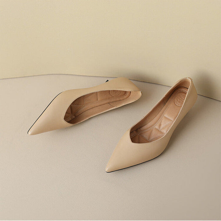 Camille - Pointed Toe Pumps Low Kitten Heel Slip On Shoes