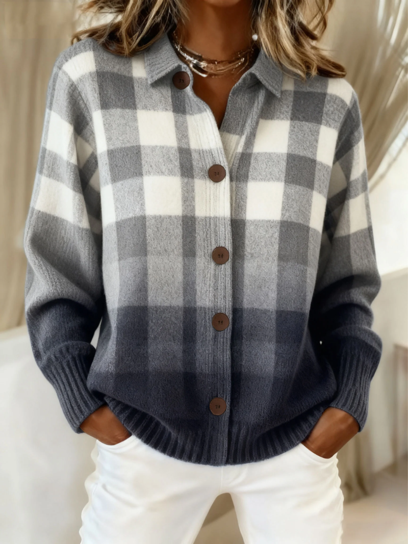Ombre Plaid Cardigan