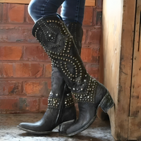 Stylish Boots for Women with Studded Detail Pointed Toe Block Heel Style - Susan & Anne