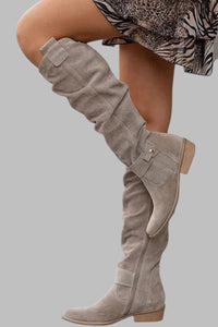 Front view of the janika | vintage suede knee-high boots