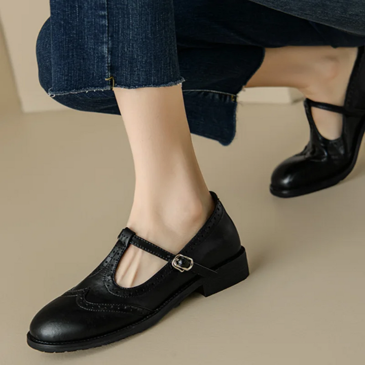 Vivian - T-Strap Mary Jane Shoes Low Block Heel Buckle