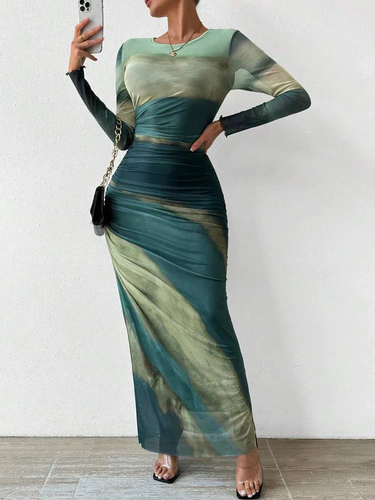 Capucine - Printed Fitted Maxi Dress