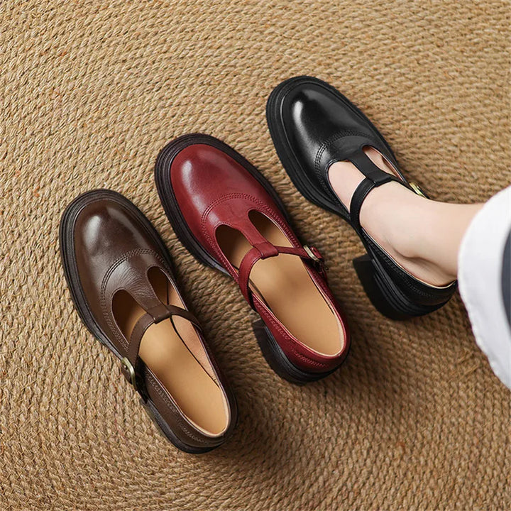 Rowena - Chunky Block Heel Mary Jane Pumps Round Toe Strap