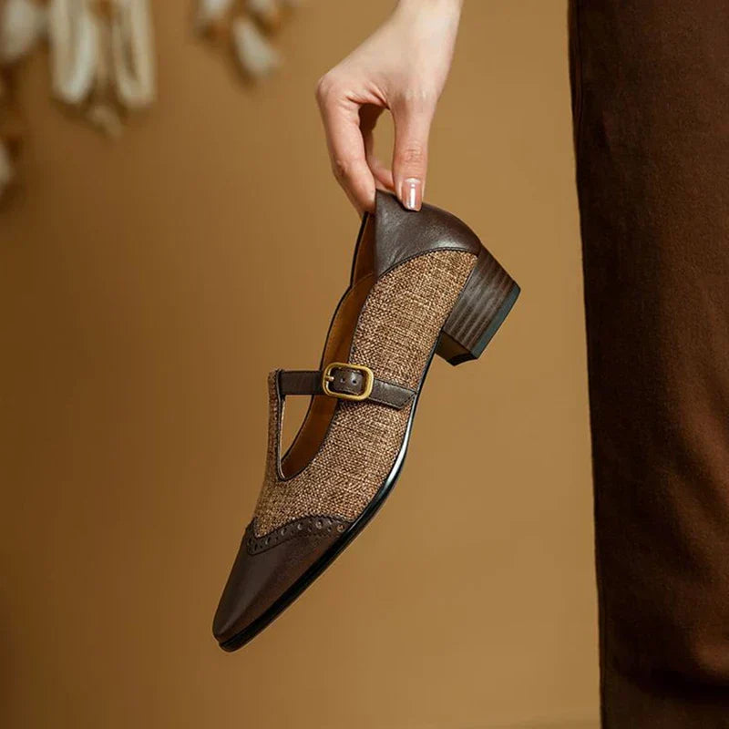 Cosima - Two-Tone T-Strap Mary Jane Shoes Vintage Low Heel
