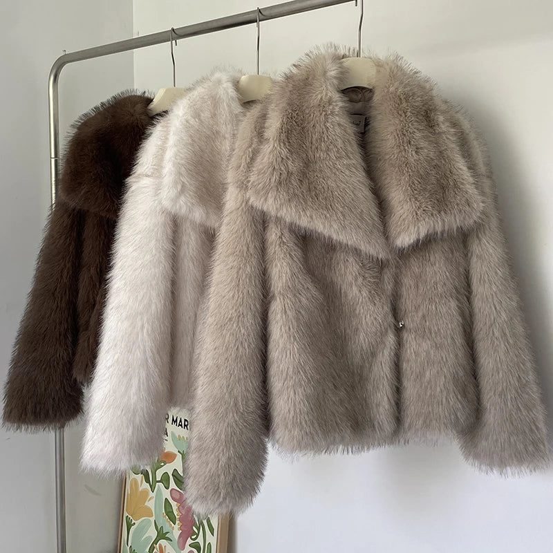 Luxury Faux Fur Gradient Winter Coat