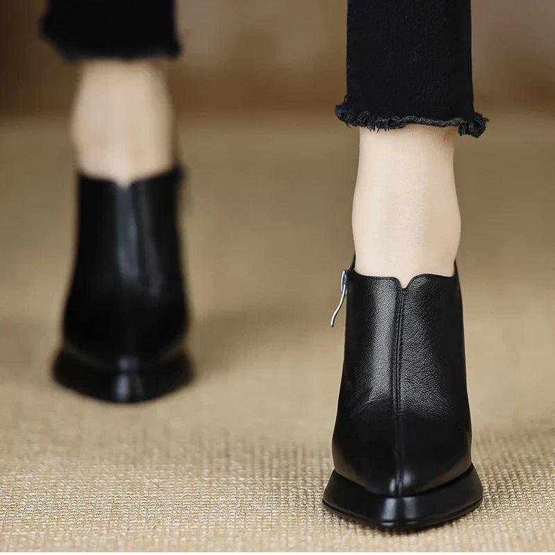 Giselle - High Heel Pumps Platform Block Heel Side Zipper
