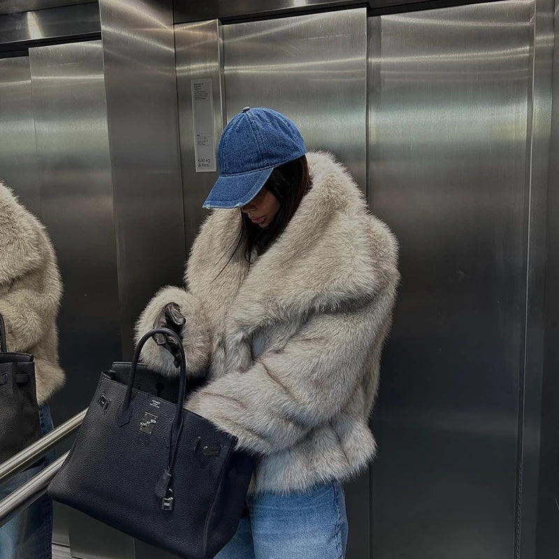 Luxury Faux Fur Gradient Winter Coat
