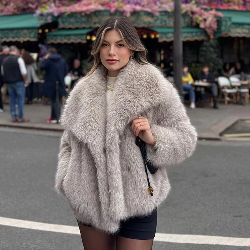 Luxury Faux Fur Gradient Winter Coat