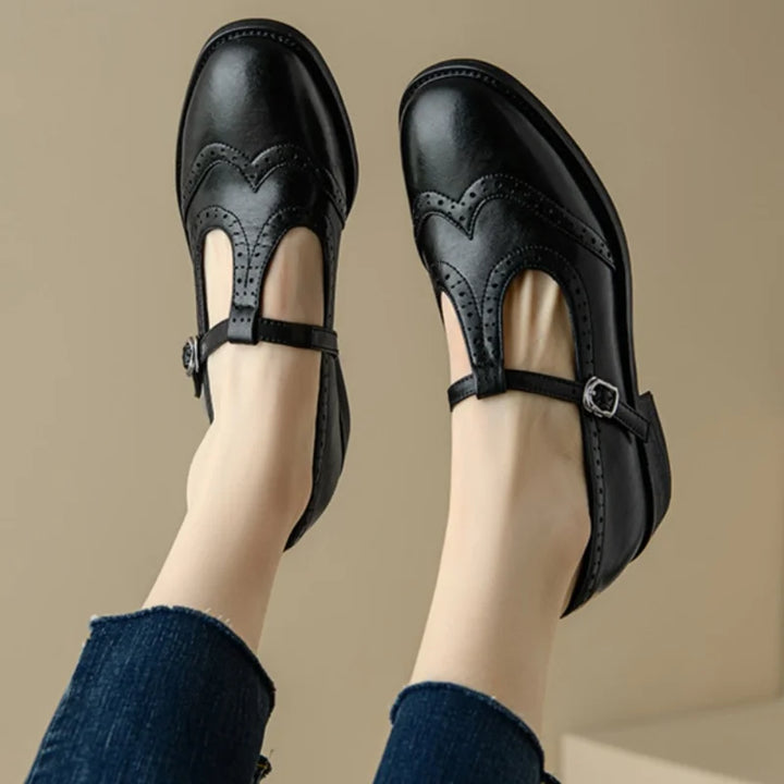 Vivian - T-Strap Mary Jane Shoes Low Block Heel Buckle
