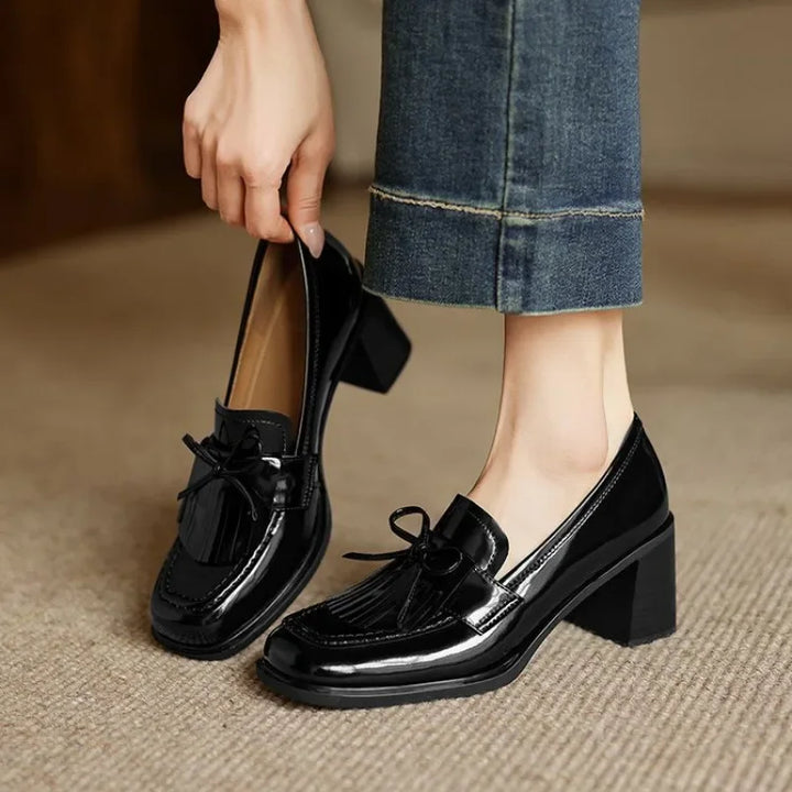 Vivienne - Tassel Loafer Pumps Block Heel Round Toe Heels